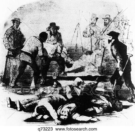 Stock Image - 1800S 1850S October 1859 Burying Dead Insurgents Killed In John Brown'S Attack On Arsenal At Harper'S Ferry Wv . Fotosearch