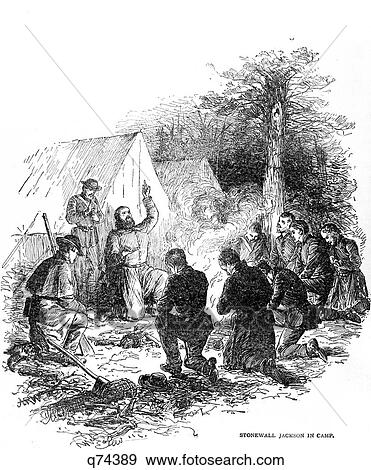 1800S 1860S General Stonewall Jackson In Camp Praying With His Men Before Battle View Large Photo Image Stock Photo - 1800S 1860S General Stonewall Jackson In Camp Praying With His Men Before Battle . Fotosearch