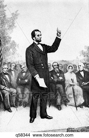 1800S 1860S November 19 1863 Abraham Lincoln Delivering Gettysburg Address At Dedication Of Soldiers National Cemetery View Large Photo Image Picture - 1800S 1860S November 19 1863 Abraham Lincoln Delivering Gettysburg Address At Dedication Of Soldiers National Cemetery. Fotosearch