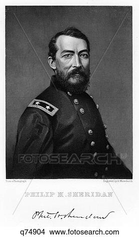 Picture - 1800S 1860S Portrait Major General Philip H. Sheridan With Signature Looking At Camera. Fotosearch