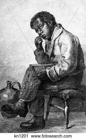 Stock Image - 1800S 1870S Yong African-American Boy Figuring On A School Slate Harpers Weekly Illustration . Fotosearch