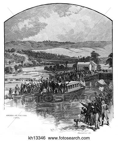 1800S Opening Of The Erie Canal 1825 New York View Large Photo Image Stock Photograph - 1800S Opening Of The Erie Canal 1825 New York . Fotosearch