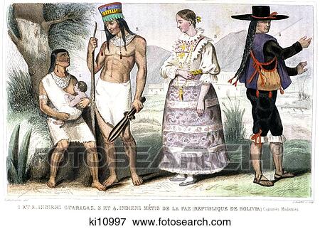 1850S French Illustration Showing Native Indigenous Indian People And Tribes Of Bolivia View Large Photo Image Stock Photo - 1850S French Illustration Showing Native Indigenous Indian People And Tribes Of Bolivia . Fotosearch