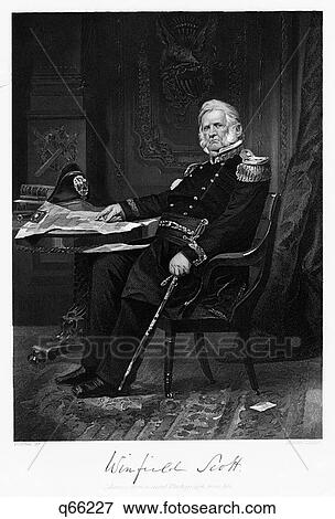 Stock Photo - 1860S Lieutenant General Winfield Scott Seated Wearing Full Military Regalia Consultant To Lincoln Early Part American Civil War. Fotosearch