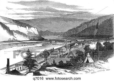 1860S View Of Harper'S Ferry After Demolition Of Government Buildings Union Troops On Hill Overlooking Town Virginia Usa View Large Photo Image Stock Photograph - 1860S View Of Harper'S Ferry After Demolition Of Government Buildings Union Troops On Hill Overlooking Town Virginia Usa. Fotosearch