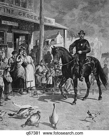 1880S Drawing Of Mounted Policeman New York City Being Admired By Group Of Ardent Young Women View Large Photo Image Stock Image - 1880S Drawing Of Mounted Policeman New York City Being Admired By Group Of Ardent Young Women . Fotosearch