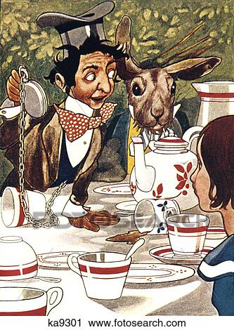10s Illustration From Alice In Wonderland Tea Party Scene Mad Hatter March Hare Stock Image Ka9301 Fotosearch