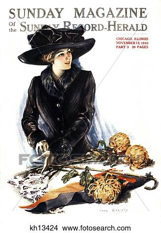 1900S Woman Dressed Fur Trimmed Coat For A Sports Game Pennant Putting On Gloves Cover Sunday Magazine November 13 1910 View Large Photo Image Picture - 1900S Woman Dressed Fur Trimmed Coat For A Sports Game Pennant Putting On Gloves Cover Sunday Magazine November 13 1910 . Fotosearch