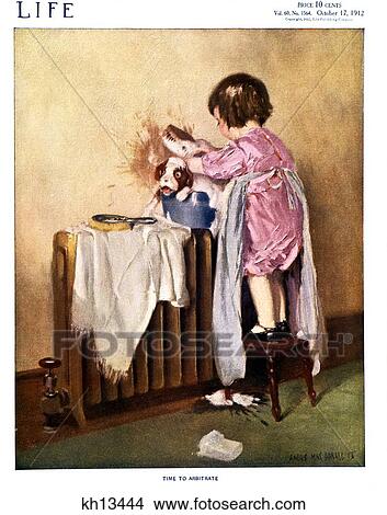 1910S Time To Arbitrate Girl Giving Puppy Bath On Radiator October 17 1912 Life Magazine Cover View Large Photo Image Picture - 1910S Time To Arbitrate Girl Giving Puppy Bath On Radiator October 17 1912 Life Magazine Cover . Fotosearch