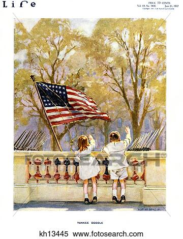 1910S Yankee Doodle Boy And Girl Waving Watching Military Parade American Flag June 21 1917 Life Magazine Cover View Large Photo Image Stock Photography - 1910S Yankee Doodle Boy And Girl Waving Watching Military Parade American Flag June 21 1917 Life Magazine Cover . Fotosearch