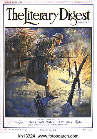 1917 Illustration From Literary Digest Our Boys Go Over The Top Americans At The Front Trench Warfare World War 1 View Large Photo Image Picture - 1917 Illustration From Literary Digest Our Boys Go Over The Top Americans At The Front Trench Warfare World War 1 . Fotosearch