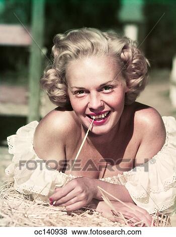 1940s 1950s portrait smiling blond stock photo  oc140938