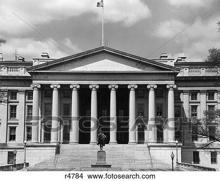 Picture - 1950S 1960S Front Of The Treasury Building Washington Dc Usa. Fotosearch