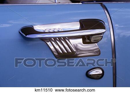1950S Art Deco Style Door Handle Of Vintage Antique Classic Car Metallic Silver And Blue Graphic Design Outdoor View Large Photo Image Stock Image - 1950S Art Deco Style Door Handle Of Vintage Antique Classic Car Metallic Silver And Blue Graphic Design Outdoor . Fotosearch