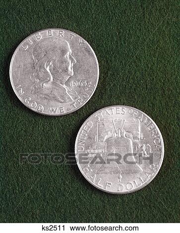 1960S 1963 United States Half Dollar Silver Coin Benjamin Franklin And Liberty Bell View Large Photo Image Stock Image - 1960S 1963 United States Half Dollar Silver Coin Benjamin Franklin And Liberty Bell. Fotosearch