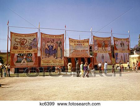 1970S Sideshow Tents Circus World Museum Baraboo Wisconsin Usa Painted Banners For Freaks And Wonders View Large Photo Image Stock Photo - 1970S Sideshow Tents Circus World Museum Baraboo Wisconsin Usa Painted Banners For Freaks And Wonders . Fotosearch