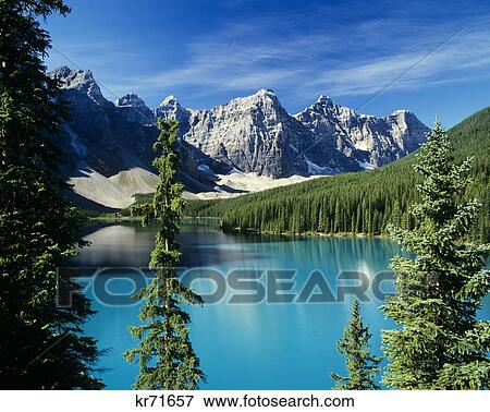 1980S Banff National Park Valley Of Ten Peaks Moraine Lake Canada View Large Photo Image Stock Photo - 1980S Banff National Park Valley Of Ten Peaks Moraine Lake Canada. Fotosearch