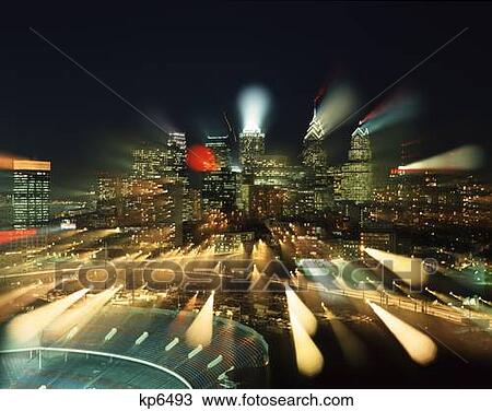 1990S 1990S Skyline At Night With Zoom Effect Philadelphia Pennsylvania Usa View Large Photo Image Stock Image - 1990S 1990S Skyline At Night With Zoom Effect Philadelphia Pennsylvania Usa. Fotosearch