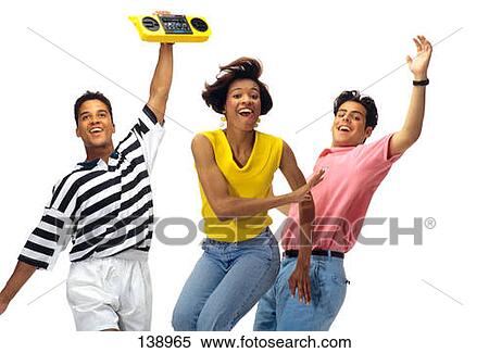 1990S Three Young Adults Dancing With Boom Box Radio View Large Photo Image Stock Photography - 1990S Three Young Adults Dancing With Boom Box Radio. Fotosearch