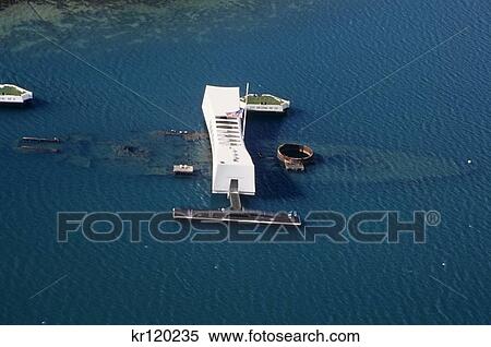 2000S Aerial View Uss Arizona Memorial Pearl Harbor Oahu Hawaii Usa View Large Photo Image Stock Photography - 2000S Aerial View Uss Arizona Memorial Pearl Harbor Oahu Hawaii Usa. Fotosearch