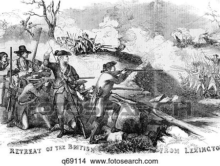 Picture - April 18, 1775 The Retreat Of British From Lexington Massachusetts The First Battle Of The American War Independence 1700S 1770S. Fotosearch