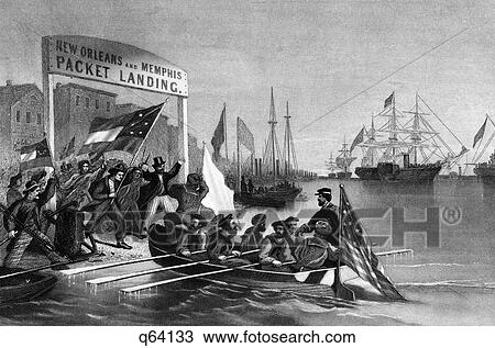 Stock Image - April 1862 Admiral Farragut? S Emissary Delivering The Demand For The Surrender Of New Orleans During The American Civil Wa. Fotosearch