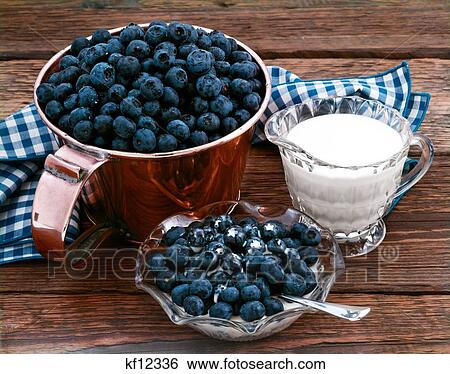 Blueberries In Copper Cup Glass Bowl Pitcher Of Milk Cream View Large Photo Image Stock Photograph - Blueberries In Copper Cup Glass Bowl Pitcher Of Milk Cream . Fotosearch