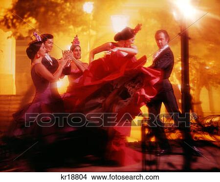 Flamenco Dancers Group Couple Man Woman Spanish Latin Wild Fast Red Frilly Dress Romance Mystery Studio Attitude View Large Photo Image Picture - Flamenco Dancers Group Couple Man Woman Spanish Latin Wild Fast Red Frilly Dress Romance Mystery Studio Attitude . Fotosearch