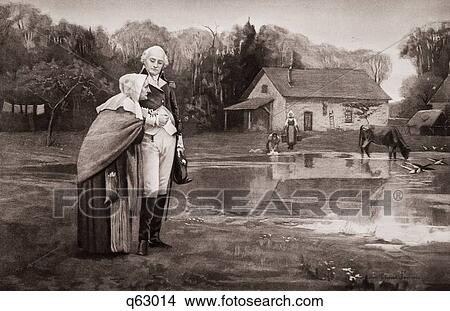 Picture - Lithograph Of George Washington Walking With His Eldery Mother From A Painting By Louis Edouard Fournier. Fotosearch