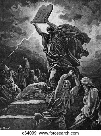 Stock Photograph of Moses Breaking The Tablets Of The Law The Ten ...