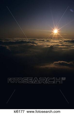 Sunburst Above High Altitude Clouds View Large Photo Image Stock Photo - Sunburst Above High Altitude Clouds. Fotosearch