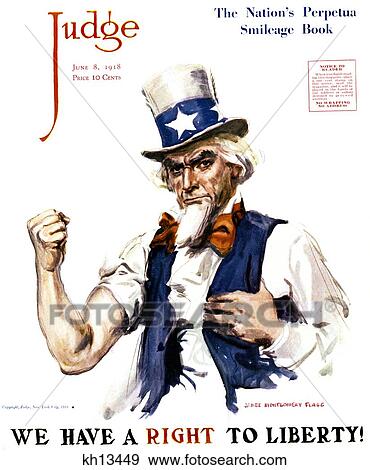 Stock Photo - Uncle Sam We Have A Right To Liberty Patriotic Magazine Cover June 8 1918 . Fotosearch