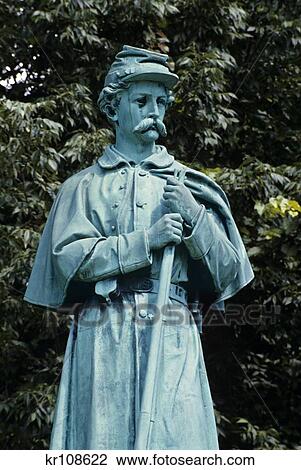 Stock Image - Williams College Civil War Monument Statue Union Soldier Williamstown Ma Usa. Fotosearch