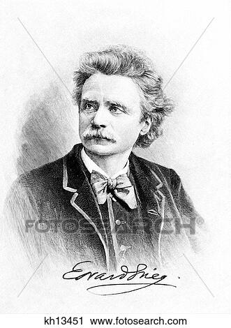 イラスト肖像画 ノルウェー語 作曲家 Edvard Grieg ころ １８８８ ストックイメージ Kh Fotosearch