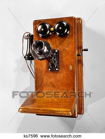1910S Antique Wooden Wall Telephone View Large Photo Image Stock Photograph - 1910S Antique Wooden Wall Telephone . Fotosearch