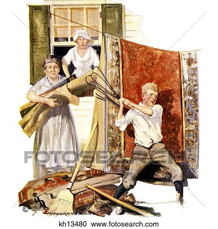 1920S Family Doing Spring Cleaning Boy Beating Carpets Baseball Bat At His Feet From May 19, 1921 Literary Digest View Large Photo Image Stock Image - 1920S Family Doing Spring Cleaning Boy Beating Carpets Baseball Bat At His Feet From May 19, 1921 Literary Digest . Fotosearch