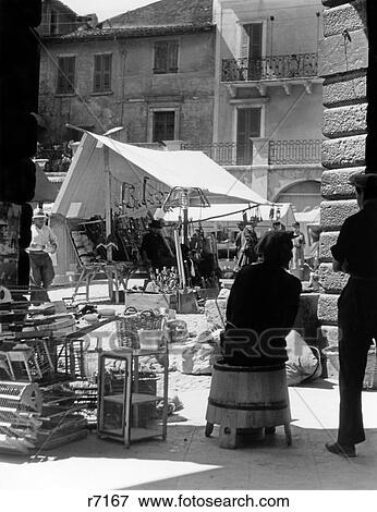 Stock Photo - 1930S Market Desenzano Lake Garda, Italy. Fotosearch