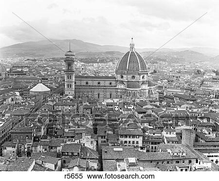 1950S Cathedral Santa Maria Del Fiore And Giottos Bell Tower Florence, Italy View Large Photo Image Stock Photography - 1950S Cathedral Santa Maria Del Fiore And Giottos Bell Tower Florence, Italy. Fotosearch