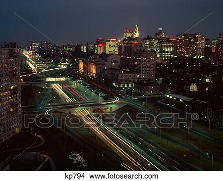 1960S Night View Vine Street Expressway & Philadelphia Skyline Highlighting City Hall And Famous Psfs Building Pennsylvania Usa View Large Photo Image Picture - 1960S Night View Vine Street Expressway & Philadelphia Skyline Highlighting City Hall And Famous Psfs Building Pennsylvania Usa. Fotosearch