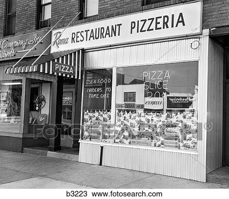 1960S Restaurant Pizzeria Storefront View Large Photo Image Stock Image - 1960S Restaurant Pizzeria Storefront. Fotosearch