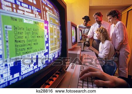 1980S 1990S Hospital Computer Class View Large Photo Image Stock Photograph - 1980S 1990S Hospital Computer Class . Fotosearch