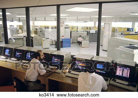 1990S Control Room And Computers Of Large Medical Data Company View Large Photo Image Picture - 1990S Control Room And Computers Of Large Medical Data Company . Fotosearch
