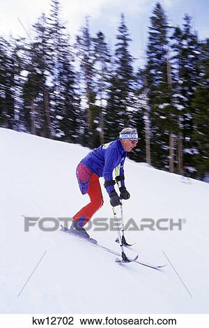 1990S Disabled Male Skier On Single Ski View Large Photo Image Stock Image - 1990S Disabled Male Skier On Single Ski. Fotosearch