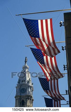 American Flags Flying Near City Hall In The Center City Area Philadelphia Pa View Large Photo Image Stock Photography - American Flags Flying Near City Hall In The Center City Area Philadelphia Pa . Fotosearch