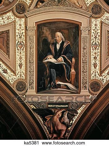 Benjamin Franklin Portrait Painted By Constantino Brumidi In Us Capitol Corridors Washington Dc Usa View Large Photo Image Stock Image - Benjamin Franklin Portrait Painted By Constantino Brumidi In Us Capitol Corridors Washington Dc Usa. Fotosearch