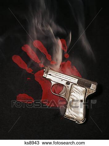 Bloody Red Hand Print And Smoking Gun Crime View Large Photo Image Stock Image - Bloody Red Hand Print And Smoking Gun Crime . Fotosearch