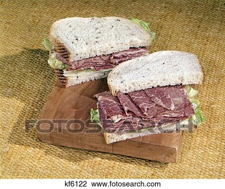 Corned Beef Sandwich On Rye With Lettuce View Large Photo Image Stock Image - Corned Beef Sandwich On Rye With Lettuce . Fotosearch