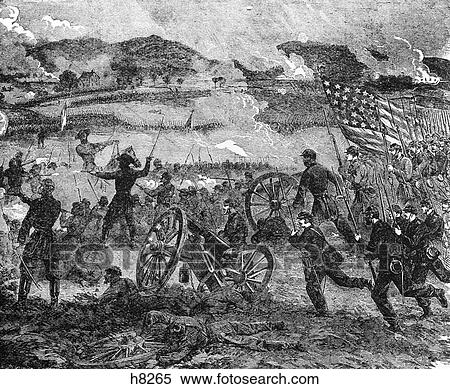 Engraving Of General Pickett At Cemetery Hill Battle Of Gettysburg 1863 View Large Photo Image Stock Photography - Engraving Of General Pickett At Cemetery Hill Battle Of Gettysburg 1863 . Fotosearch
