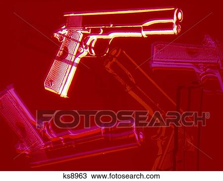 Graphic Pattern Model 1911. 45 Caliber Automatic Pistol Gun Silhouette Outlines View Large Photo Image Stock Image - Graphic Pattern Model 1911. 45 Caliber Automatic Pistol Gun Silhouette Outlines . Fotosearch