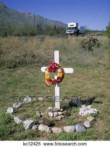 Highway Death Marker Arizona View Large Photo Image Stock Photography - Highway Death Marker Arizona . Fotosearch